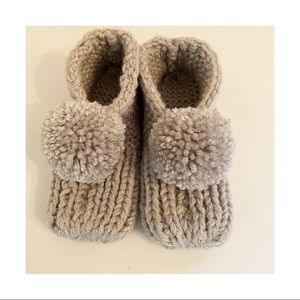 Old Fashioned Light Grey Hand-knitted Slippers